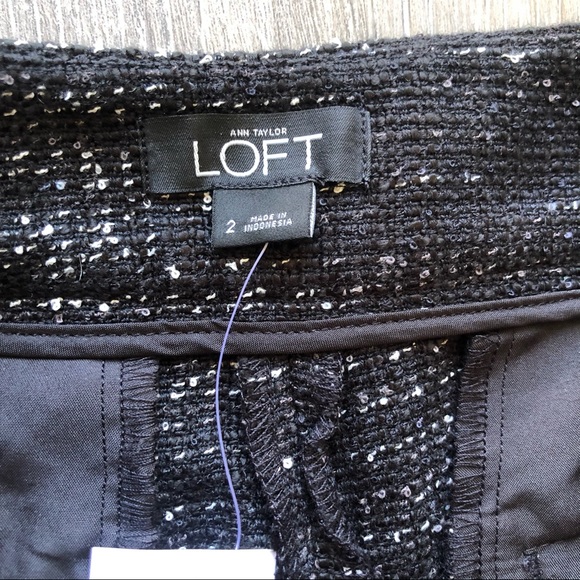 NWT Loft Black Fringe Tweed Shorts Sz 2 - Picture 3 of 9